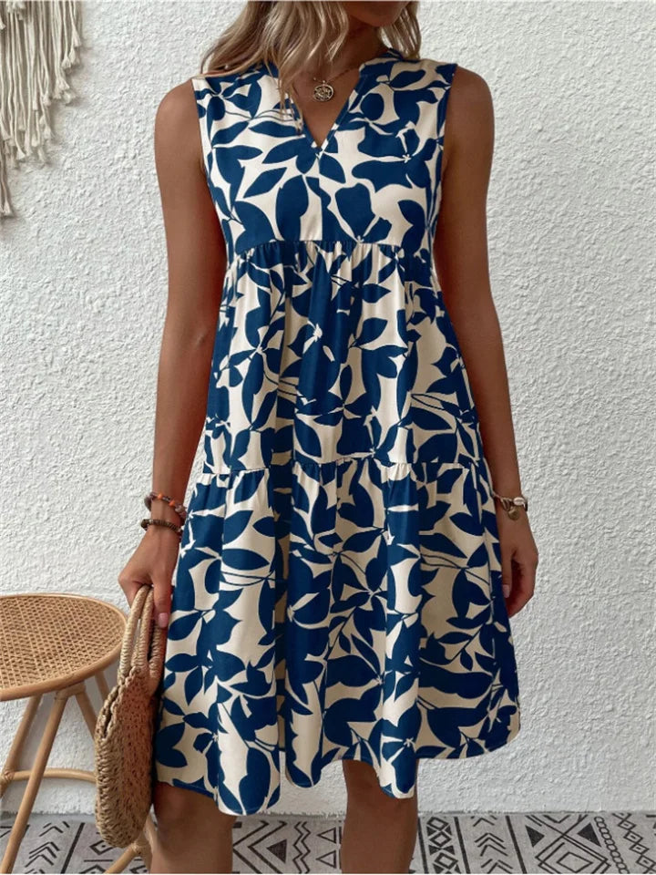 Angélica - Stylish Summer Dress With Leaf Print