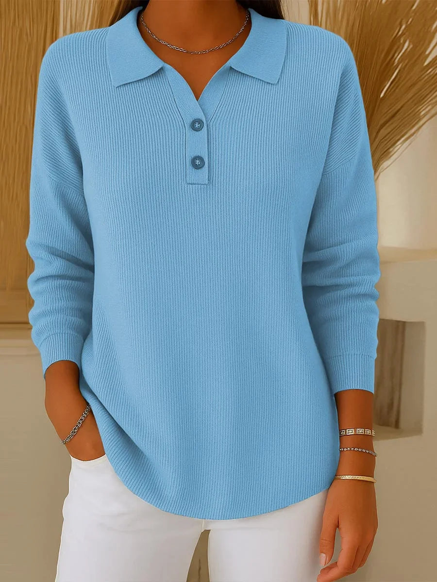 Aranka - Long Sleeve Top With Lapel Collar