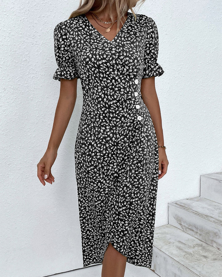 Tine - Short Sleeve Floral Print Dress
