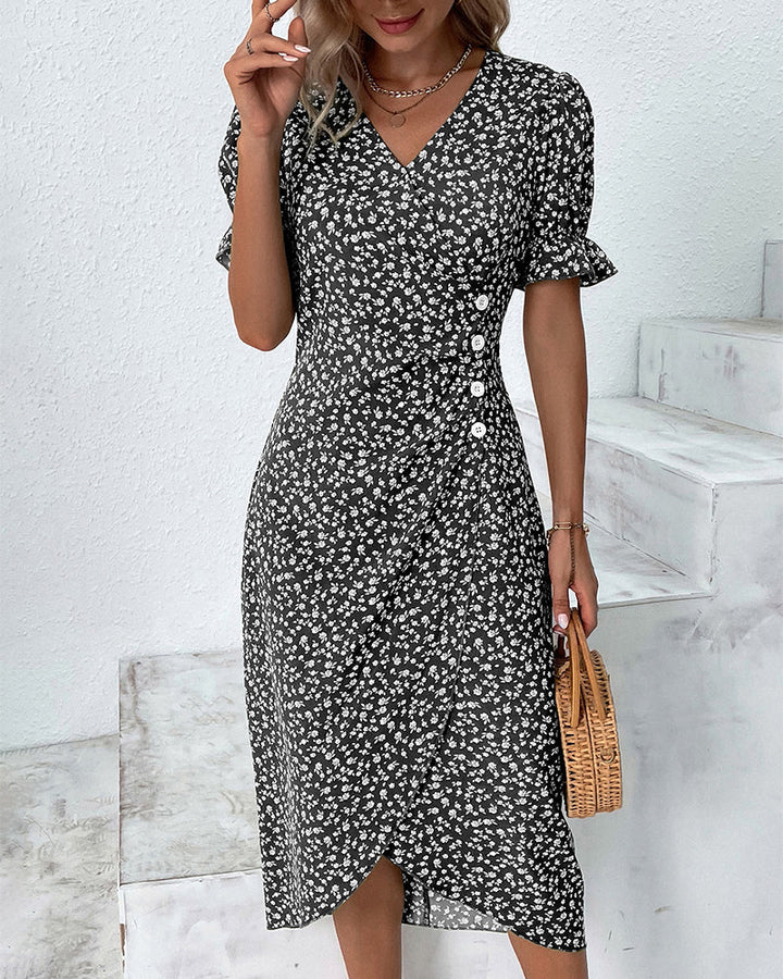 Tine - Short Sleeve Floral Print Dress
