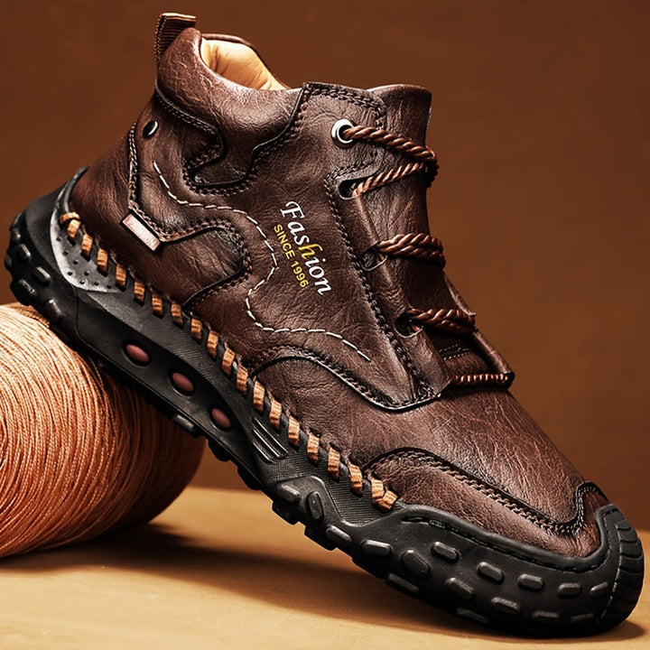 Kolman - Casual Leather Lace Up Ankle Boots with Non Slip Sole