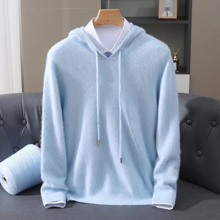 Leopmarek - Knitted Hoodie With Drawstring and Ribbed Cuffs