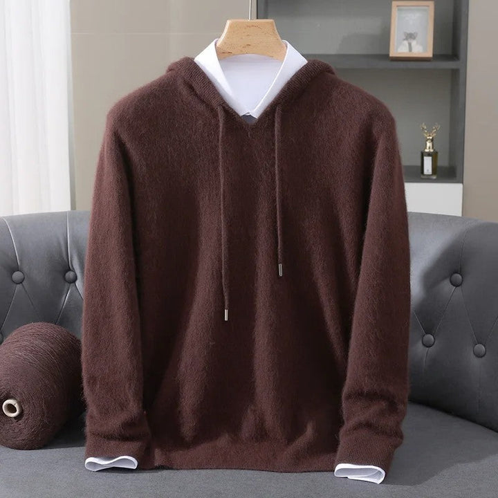 Leopmarek - Knitted Hoodie With Drawstring and Ribbed Cuffs