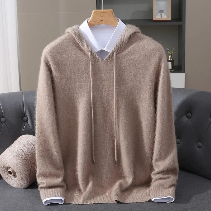 Leopmarek - Knitted Hoodie With Drawstring and Ribbed Cuffs