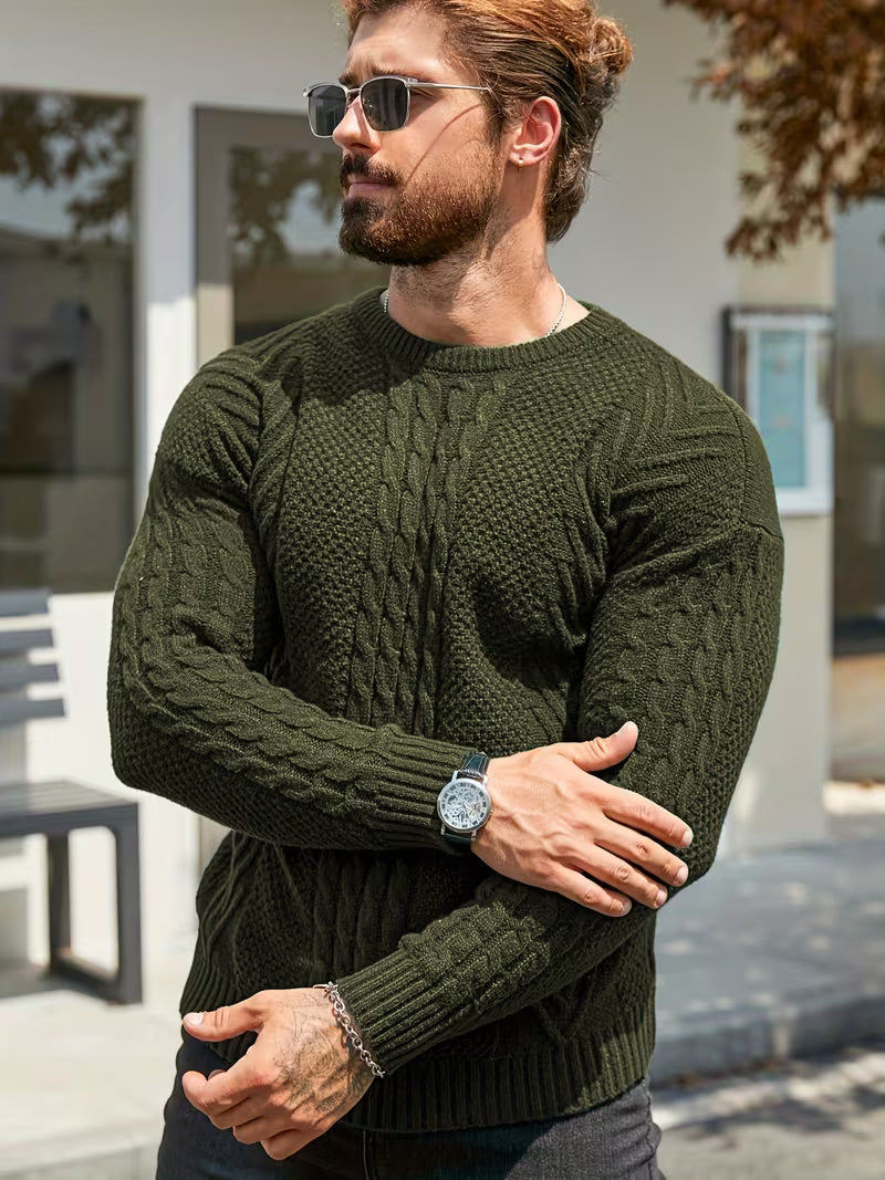 Adelas - Classic Cable Knit Crew Neck Sweater