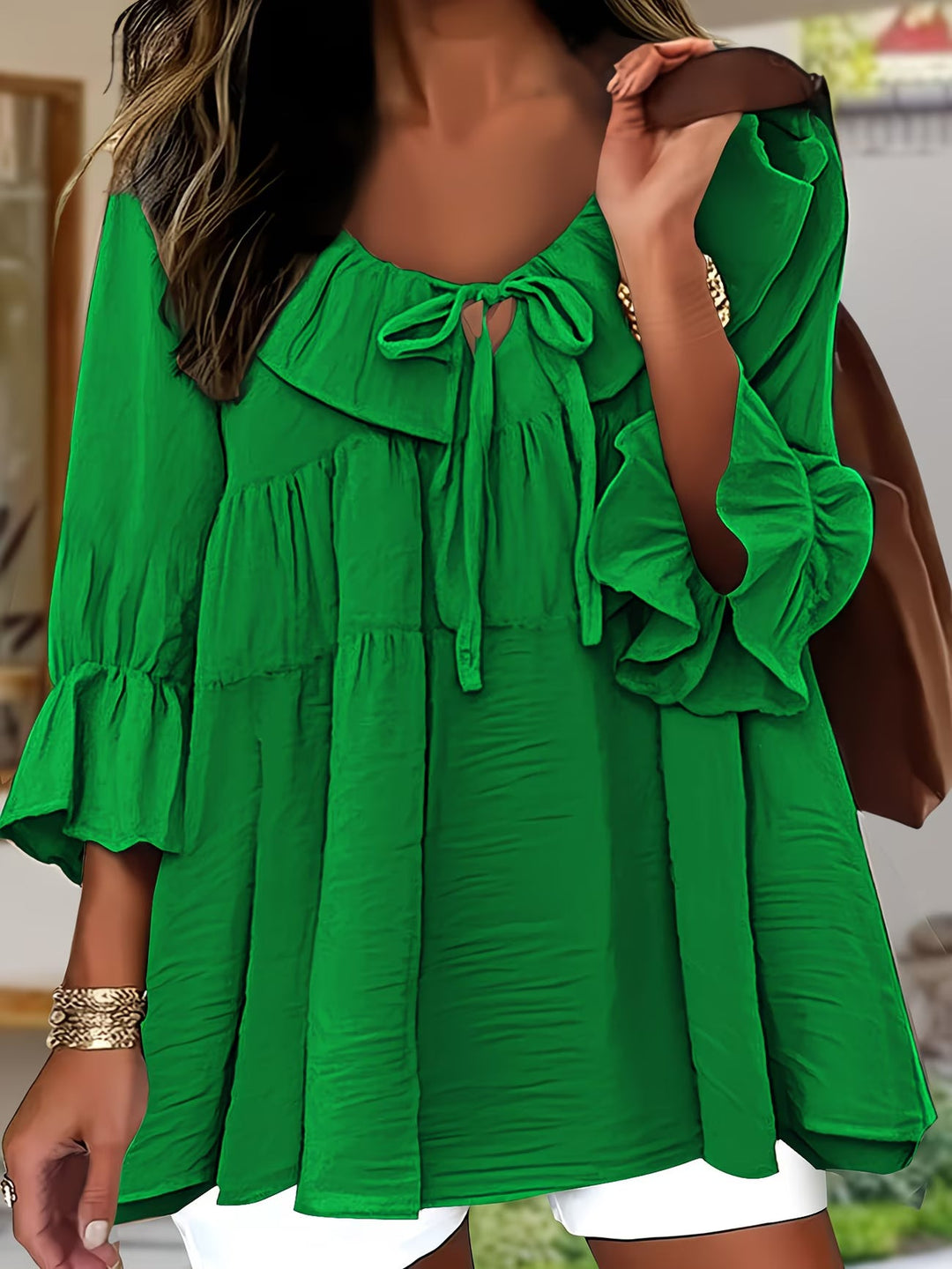 Garbine - Elegant Ruffle Neck Blouse
