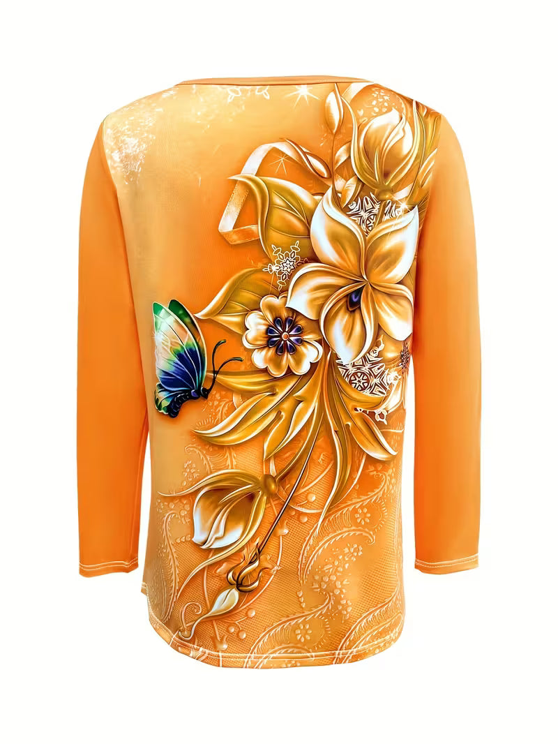Ljiljana - Fashionable Floral Print Top