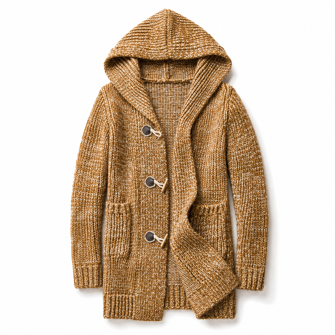 Astrenuza - Hooded Longline Cardigan With Toggles