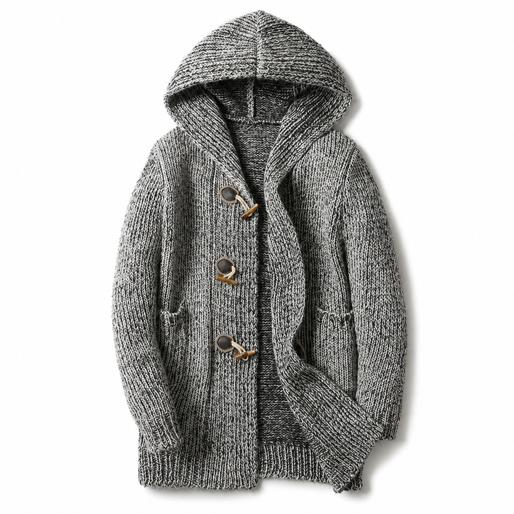 Astrenuza - Hooded Longline Cardigan With Toggles
