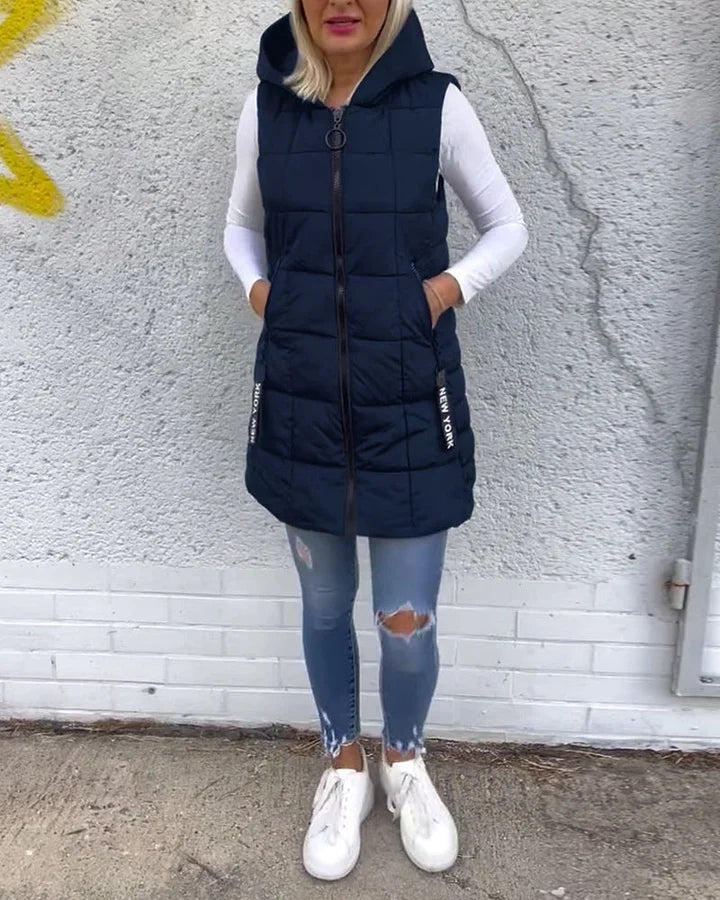 Laruna - Sleeveless Padded Coat With Zipper