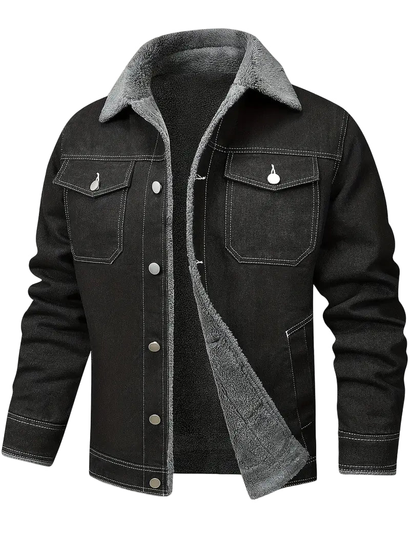 Geoffroy - Vintage Denim Jacket With Fleece Lining