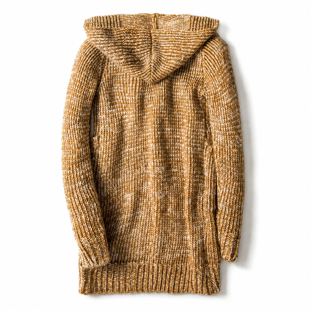 Astrenuza - Hooded Longline Cardigan With Toggles