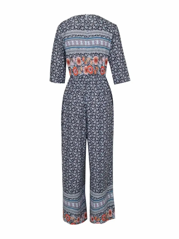 Nerina - Vintage Boho Jumpsuit With Floral Print