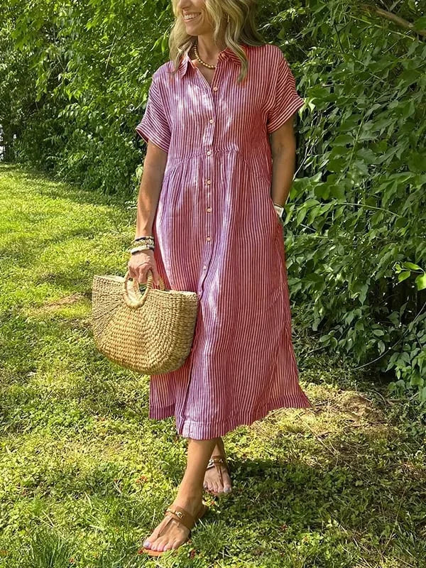 Samara - Stylish Striped Shirt Dress