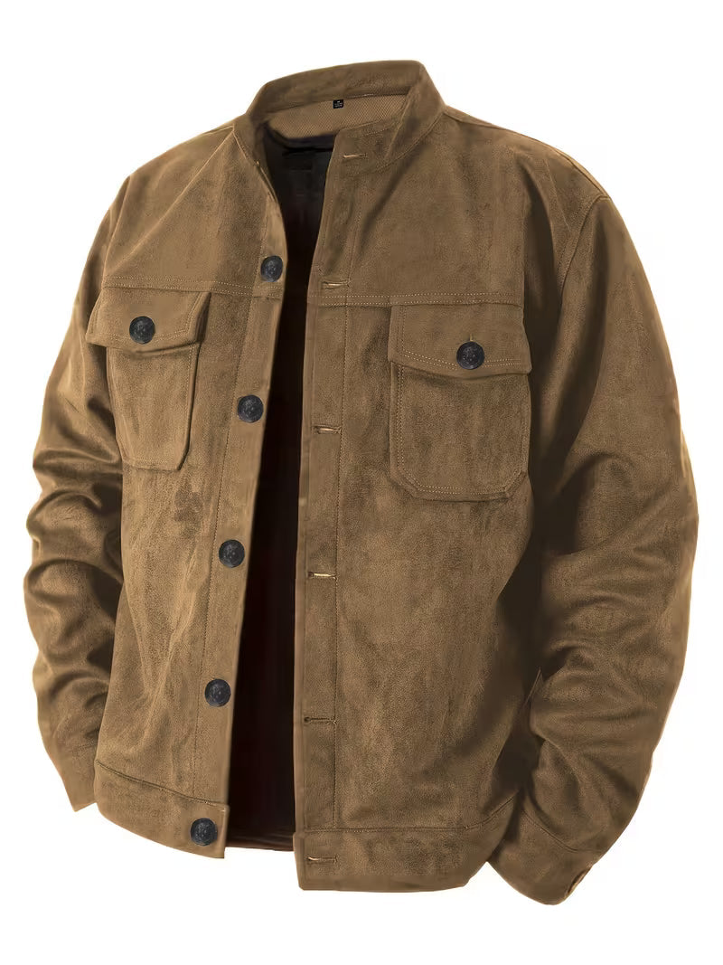 Lucrira - Suede Jacket With Dual Front Pockets