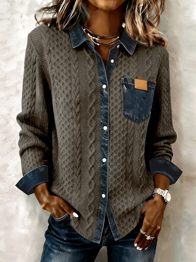 Miraelene - Long-Sleeve Patch Pocket Shirt