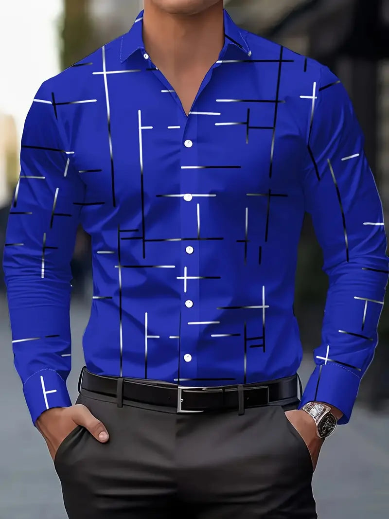 Nerio - Geometric Print Long Sleeve Shirt