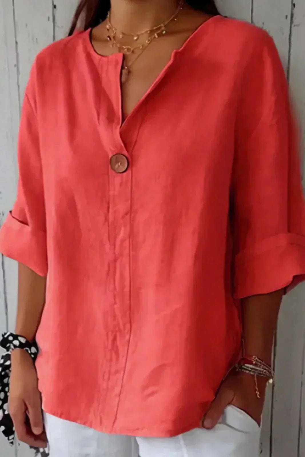 Chalina - Linen Blouse with V-Neck
