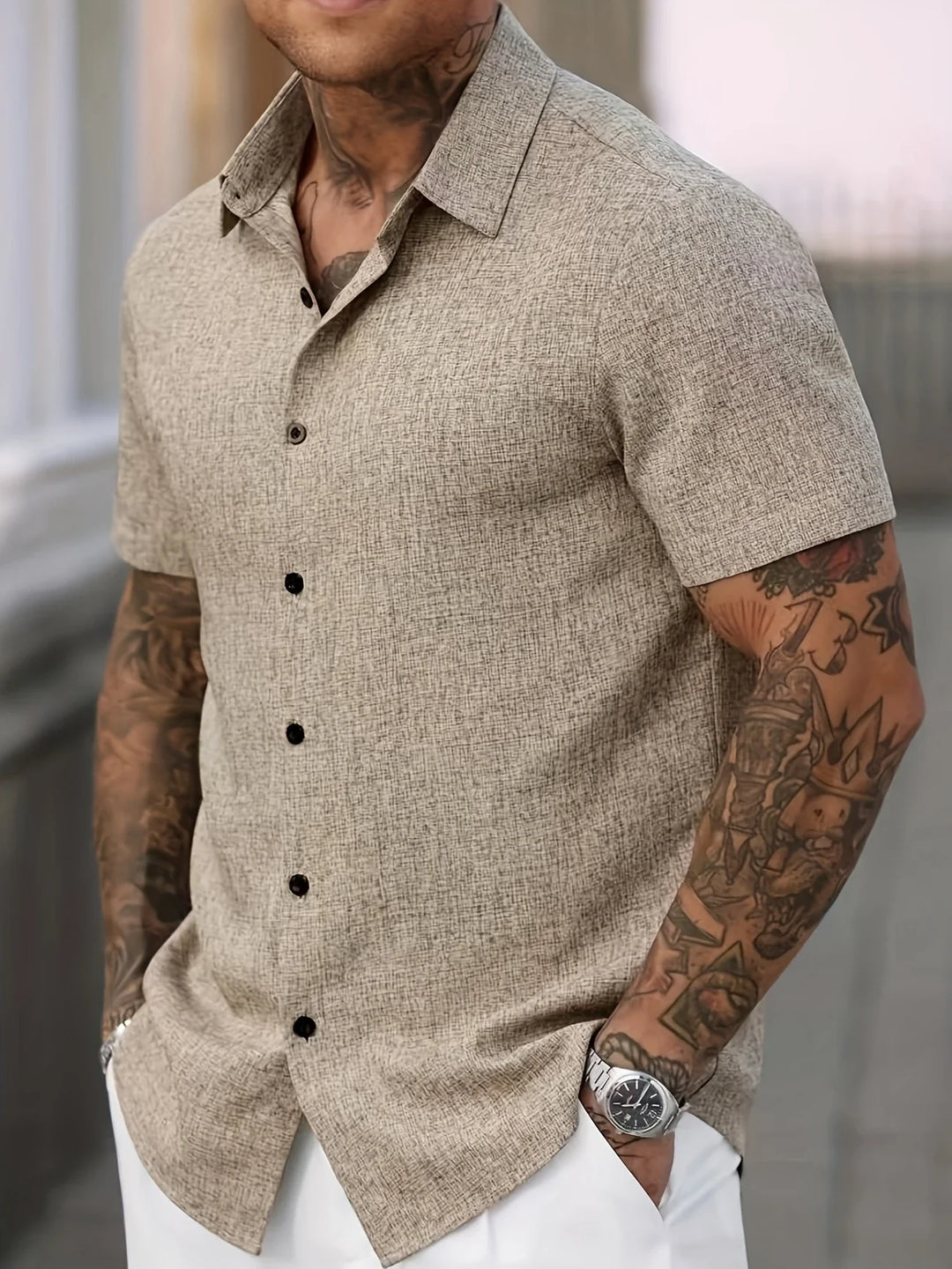 Dwight - Lightweight Linen Blend Short Sleeve Shirt