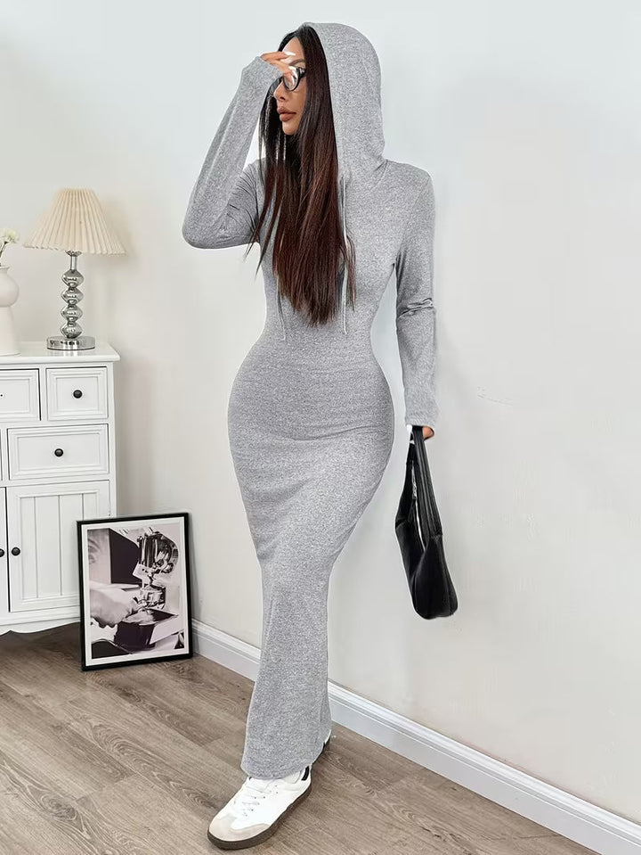 Valeia - Long Sleeve Maxi Dress With Hood