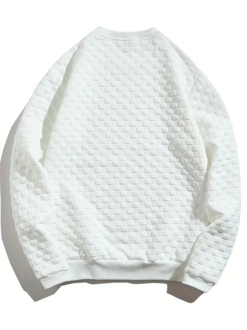 Stafford - Casual Checkered Textured Sweatshirt