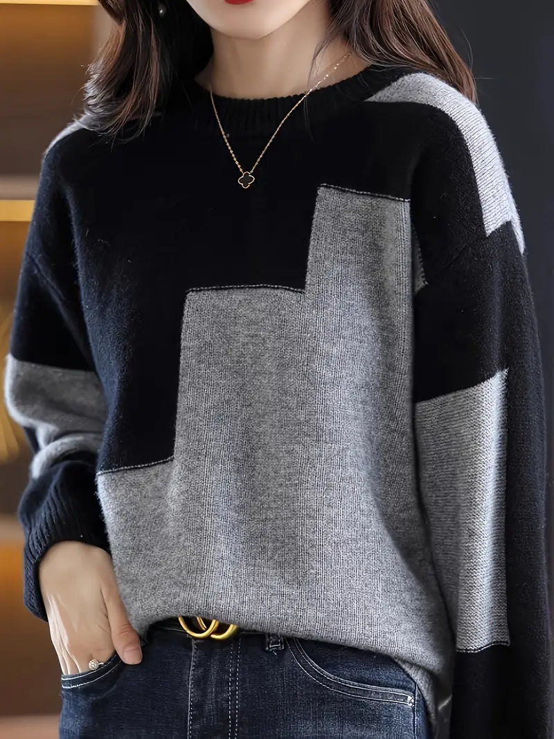 Gala - Elegant Long Sleeve Sweater With Geometric Pattern