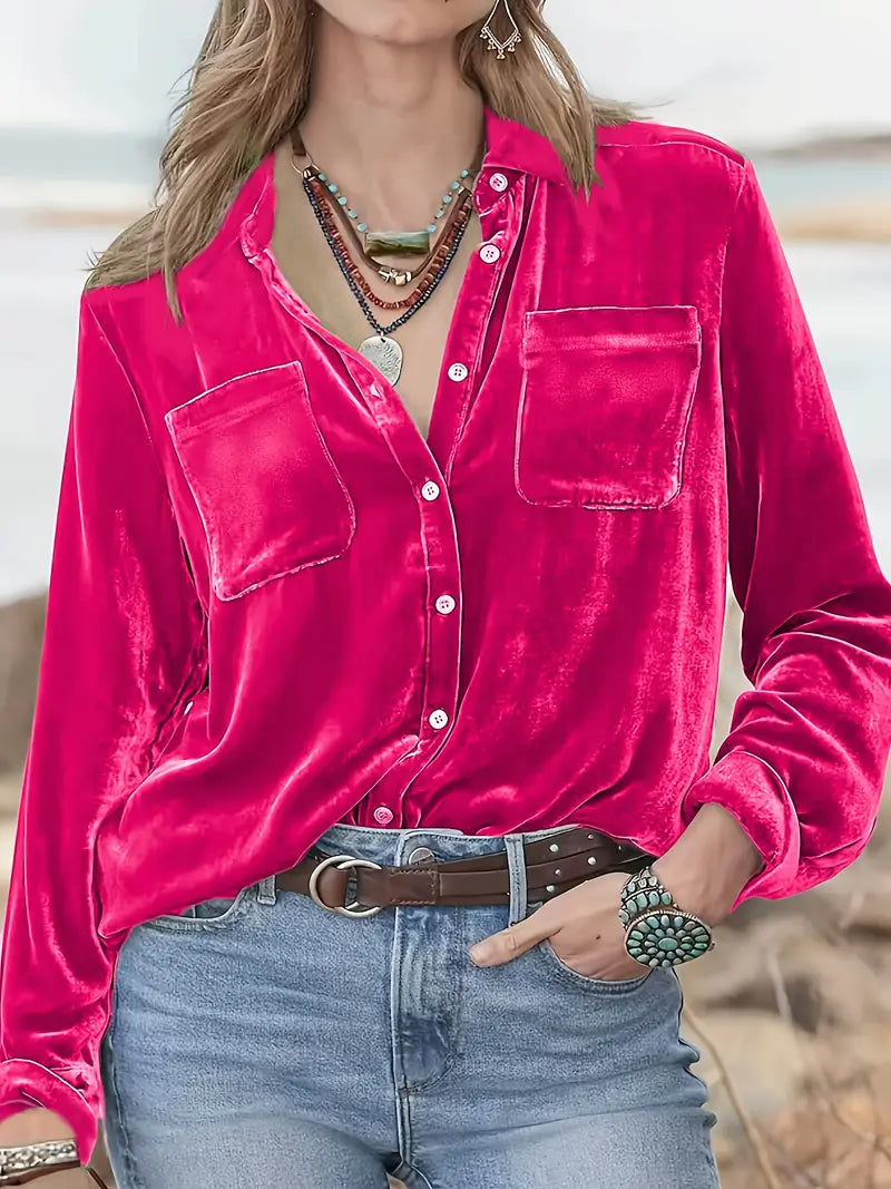 Geanie - Long Sleeve Shirt With Front Pockets