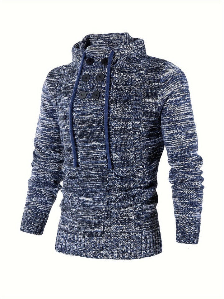 Damiaan - Casual Long Sleeve Knitted Hoodie