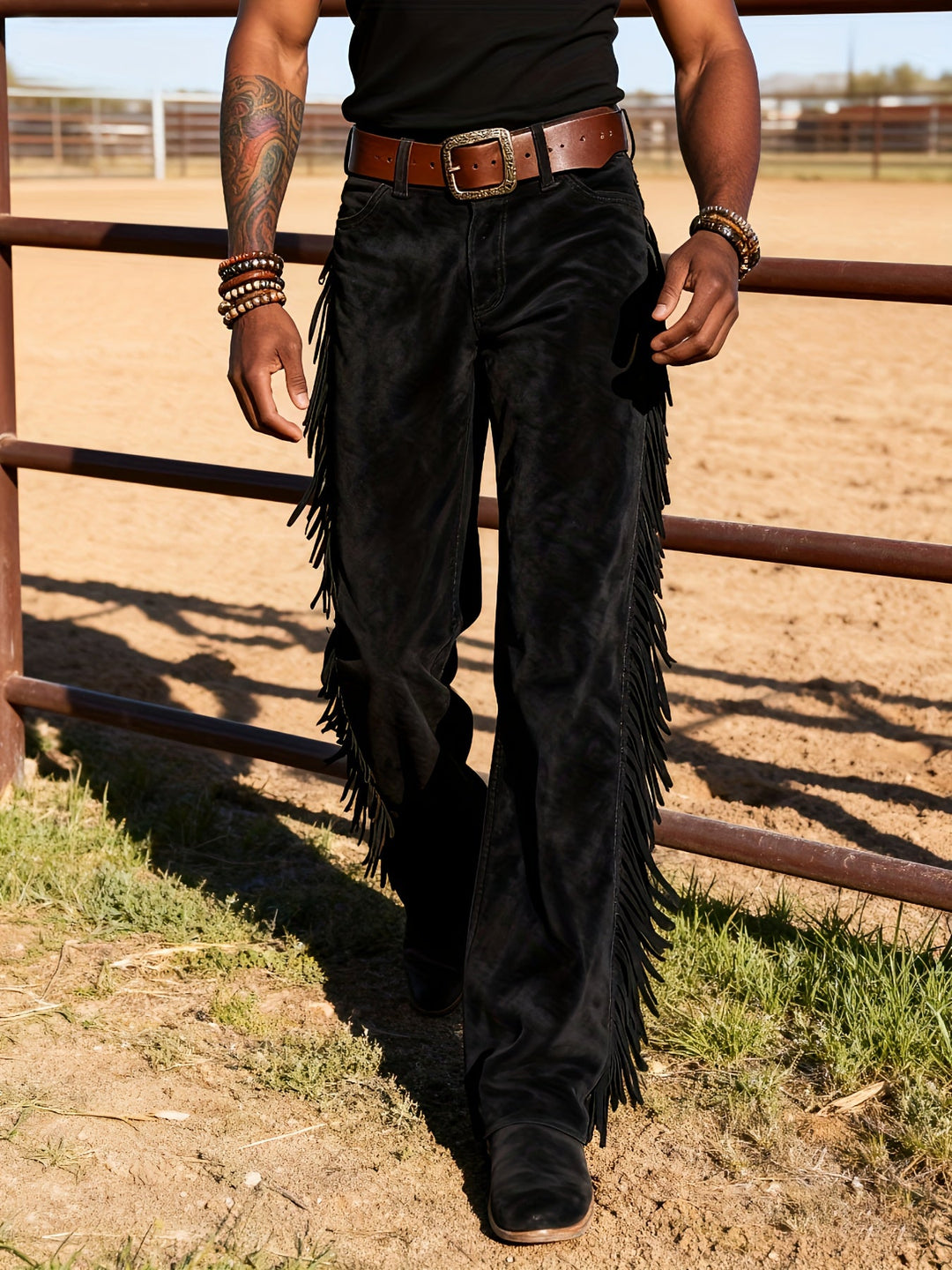 Altan - Casual Retro Western Fringe Trousers