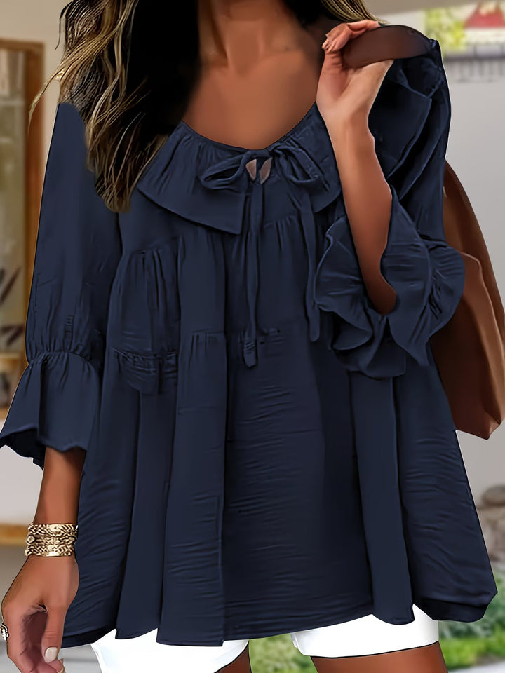 Garbine - Elegant Ruffle Neck Blouse