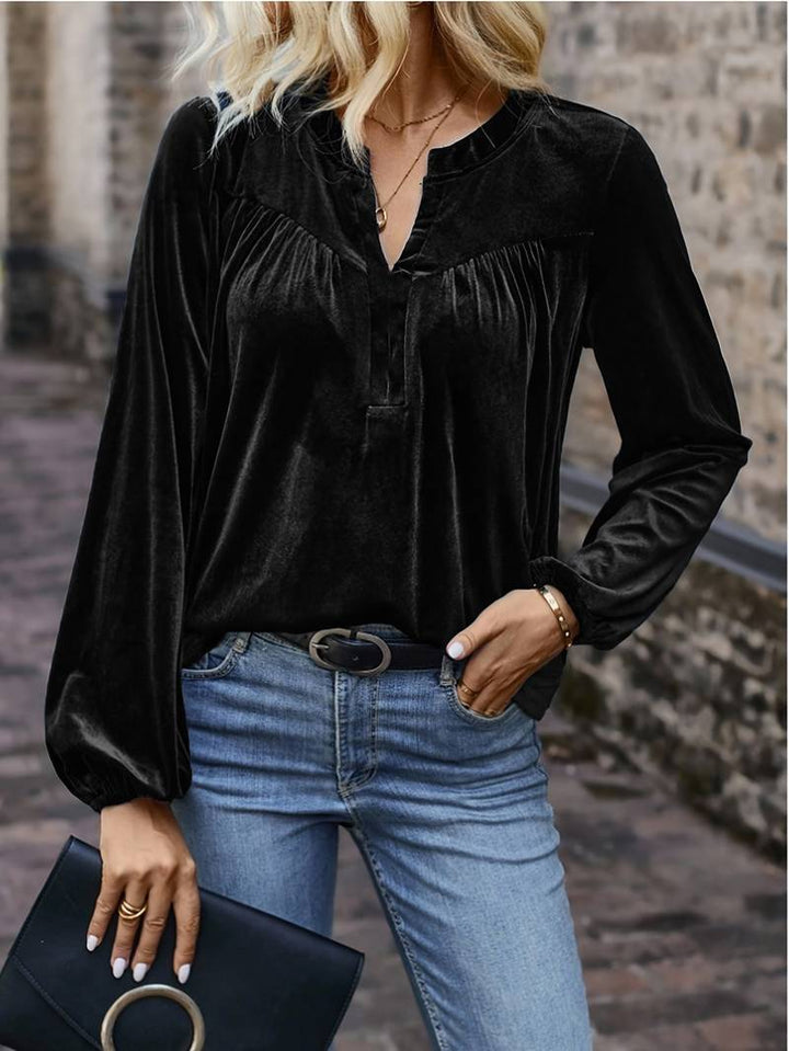 Lihi - Comfort Long Sleeve V-Neck Top