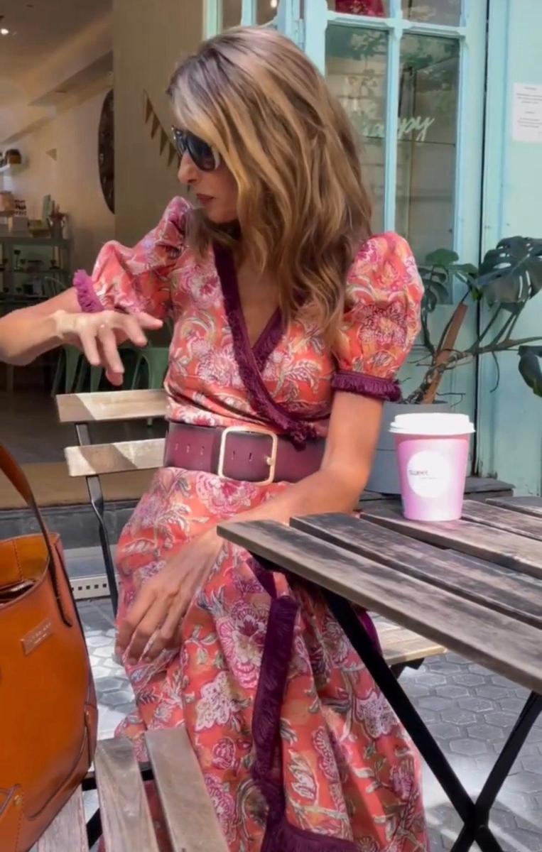 Eliett - Long Dress with Short Puffed Sleeves and Asymmetrical Skirt