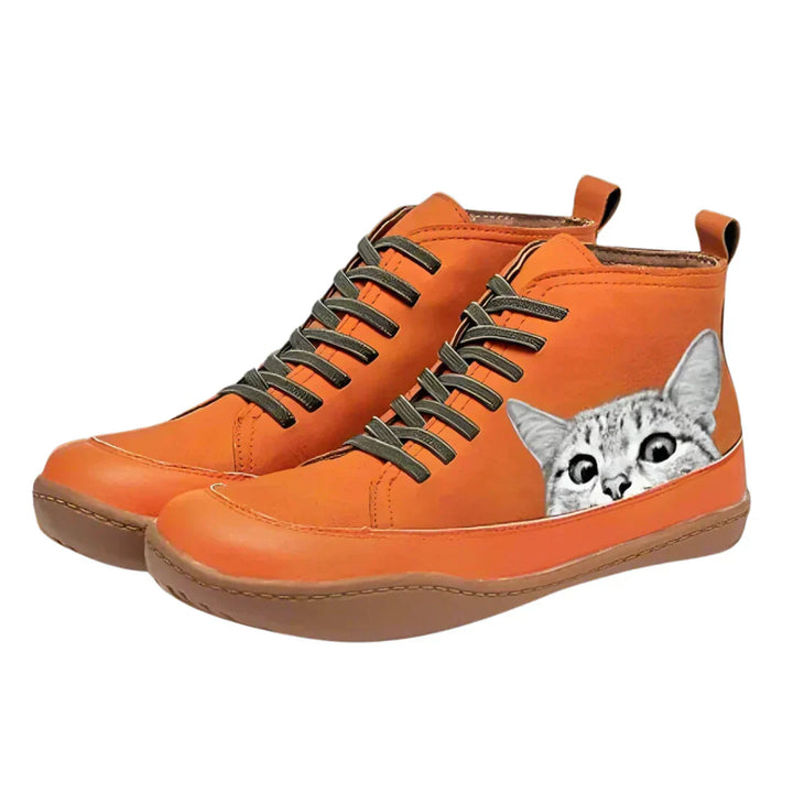 Fenna - Leather Ankle Boots For Cat Lovers