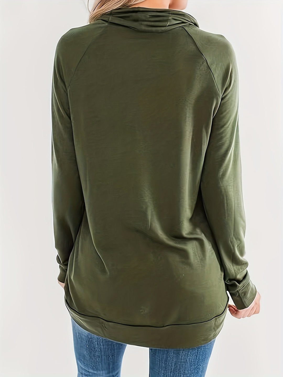 Renaia - Turtleneck Long Sleeve Hooded Sweater