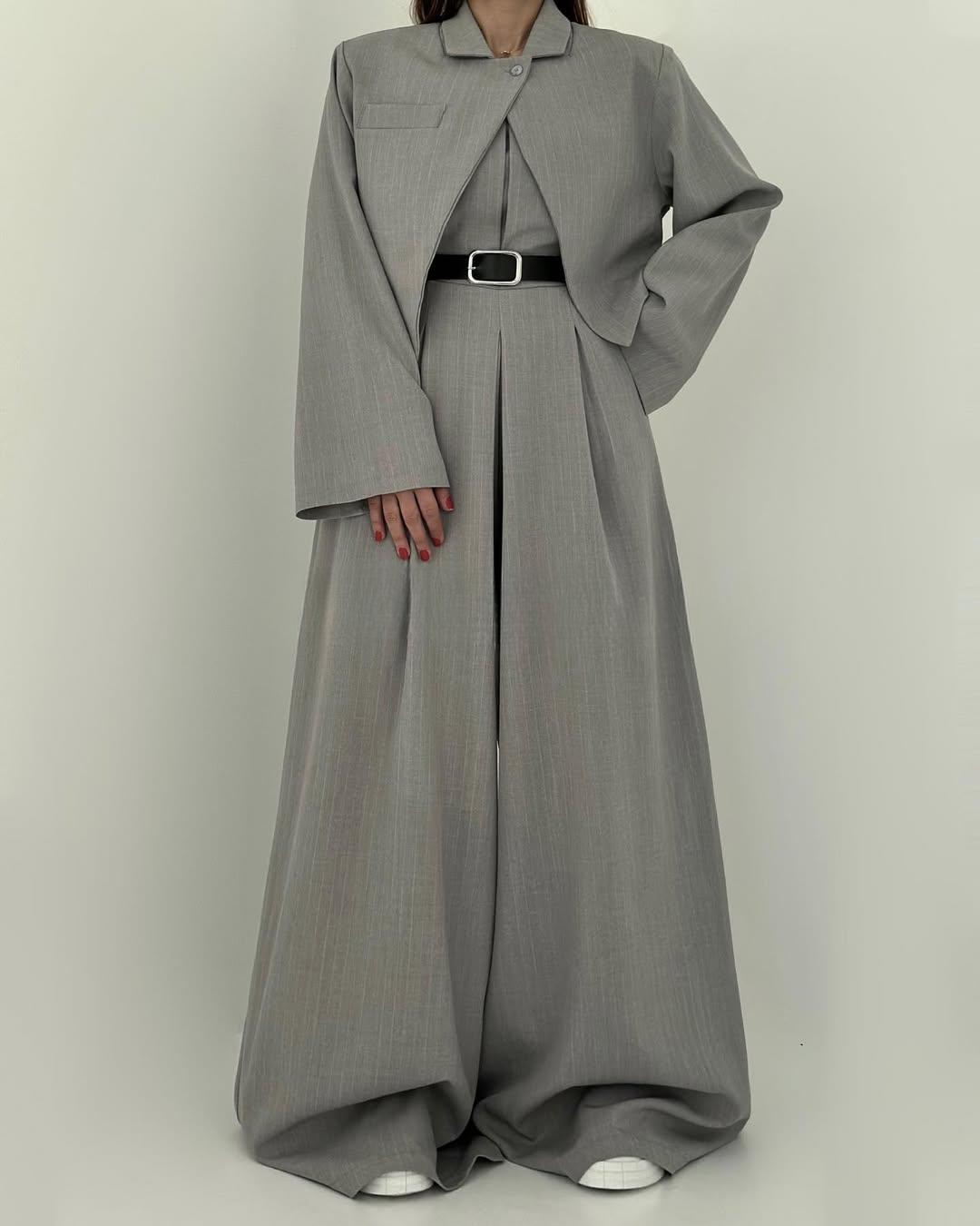 Lauralie - Strapless Jumpsuit Jacket Style Commuting Set