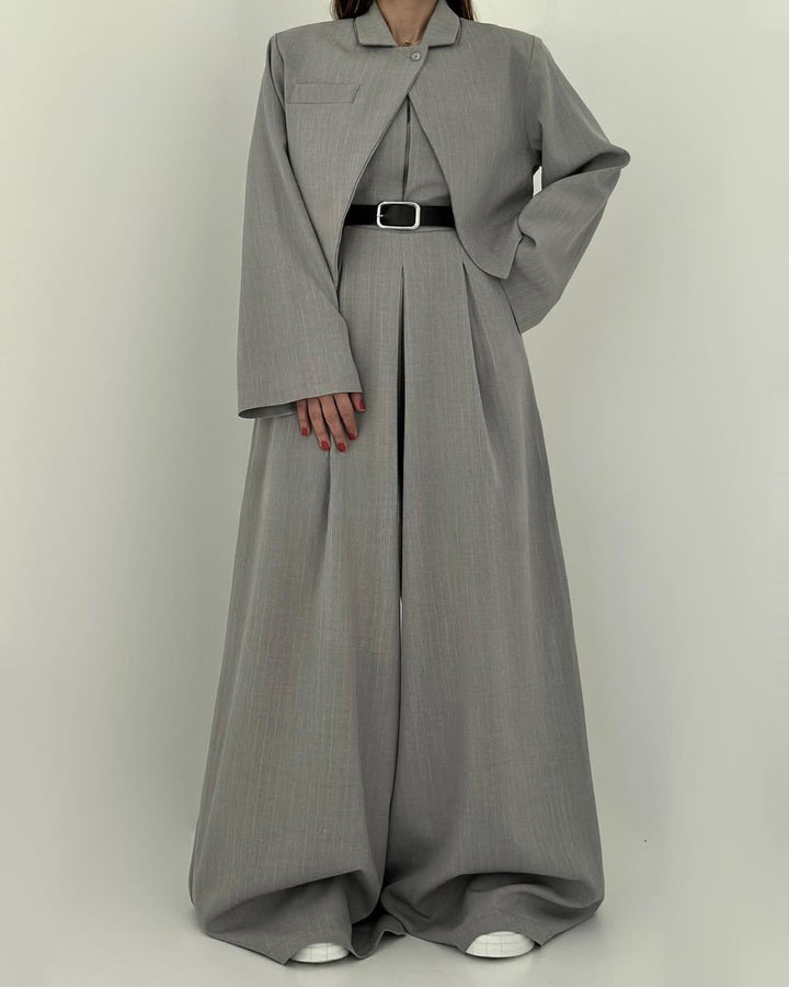 Lauralie - Strapless Jumpsuit Jacket Style Commuting Set