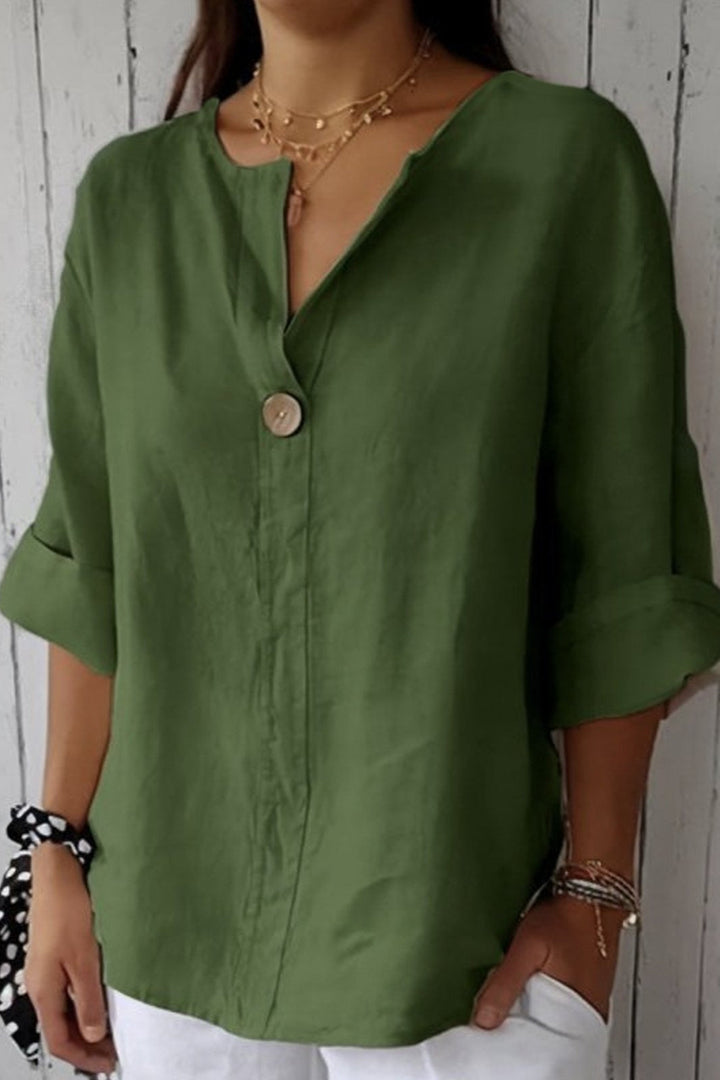 Chalina - Linen Blouse with V-Neck