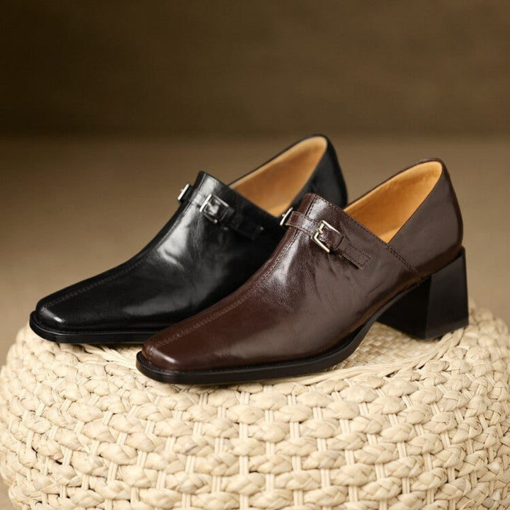 Misha - Elegant Leather Loafers with Heel