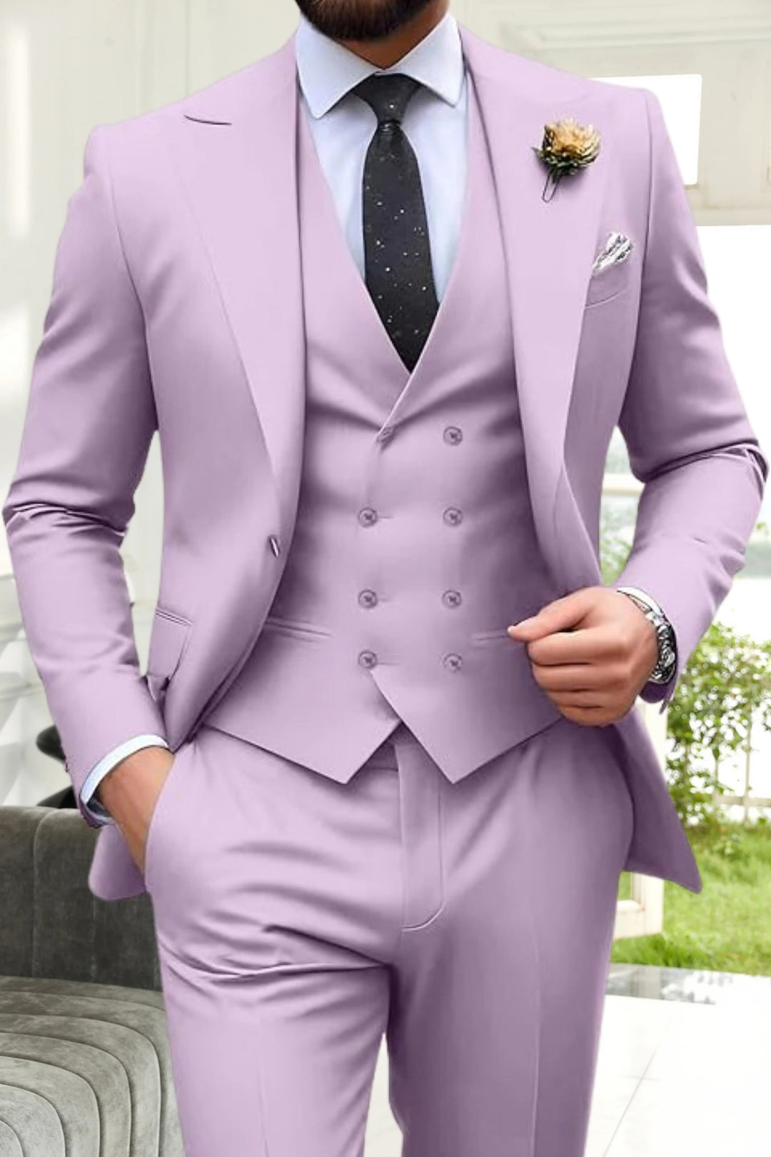 Gremist - Peak Lapel Slim Fit 3 Piece Suits