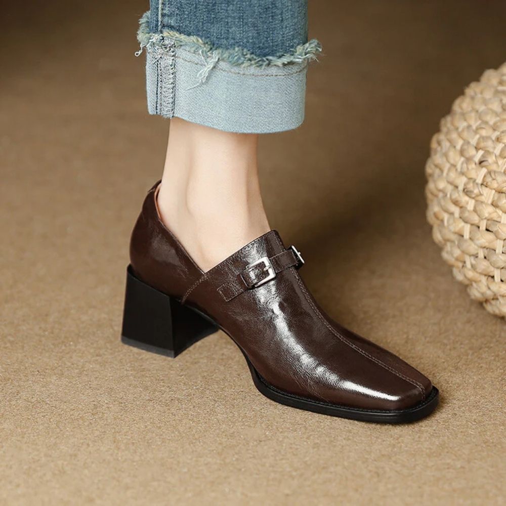 Misha - Elegant Leather Loafers with Heel
