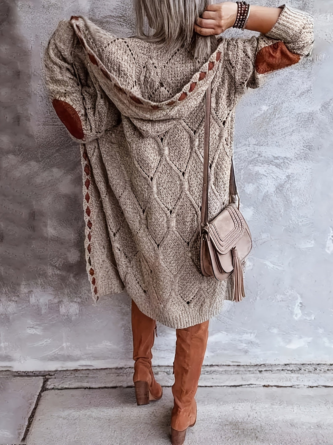 Mohina - Patchwork Knitted Long Cardigan