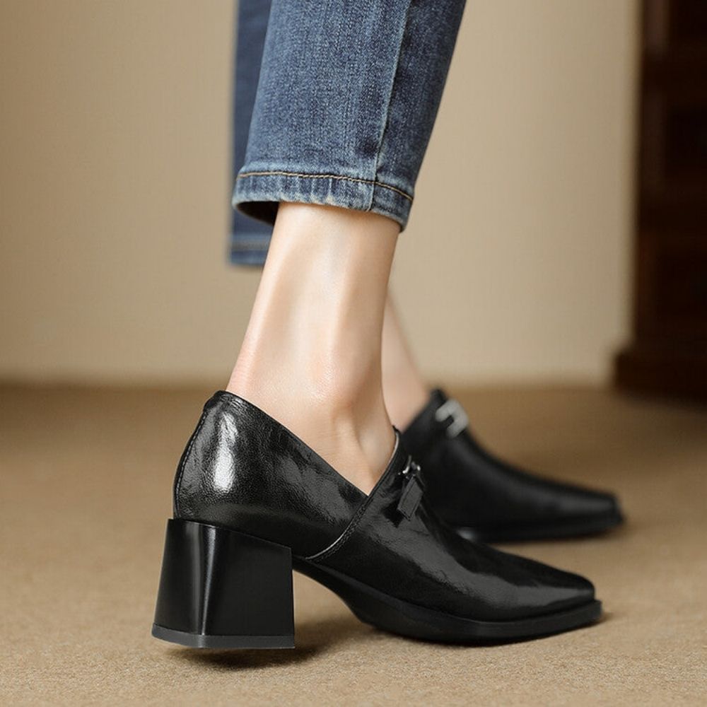 Misha - Elegant Leather Loafers with Heel