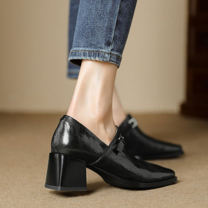 Misha - Elegant Leather Loafers with Heel