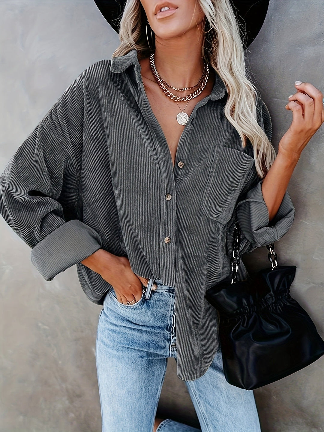 Magnius - Spring Long Sleeve Shirt With Pocket