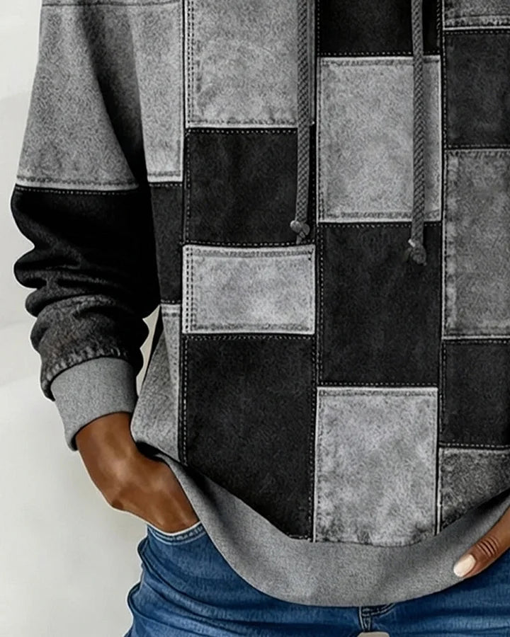 Yaralyn - Stylish Plaid Long-Sleeved Hoodie