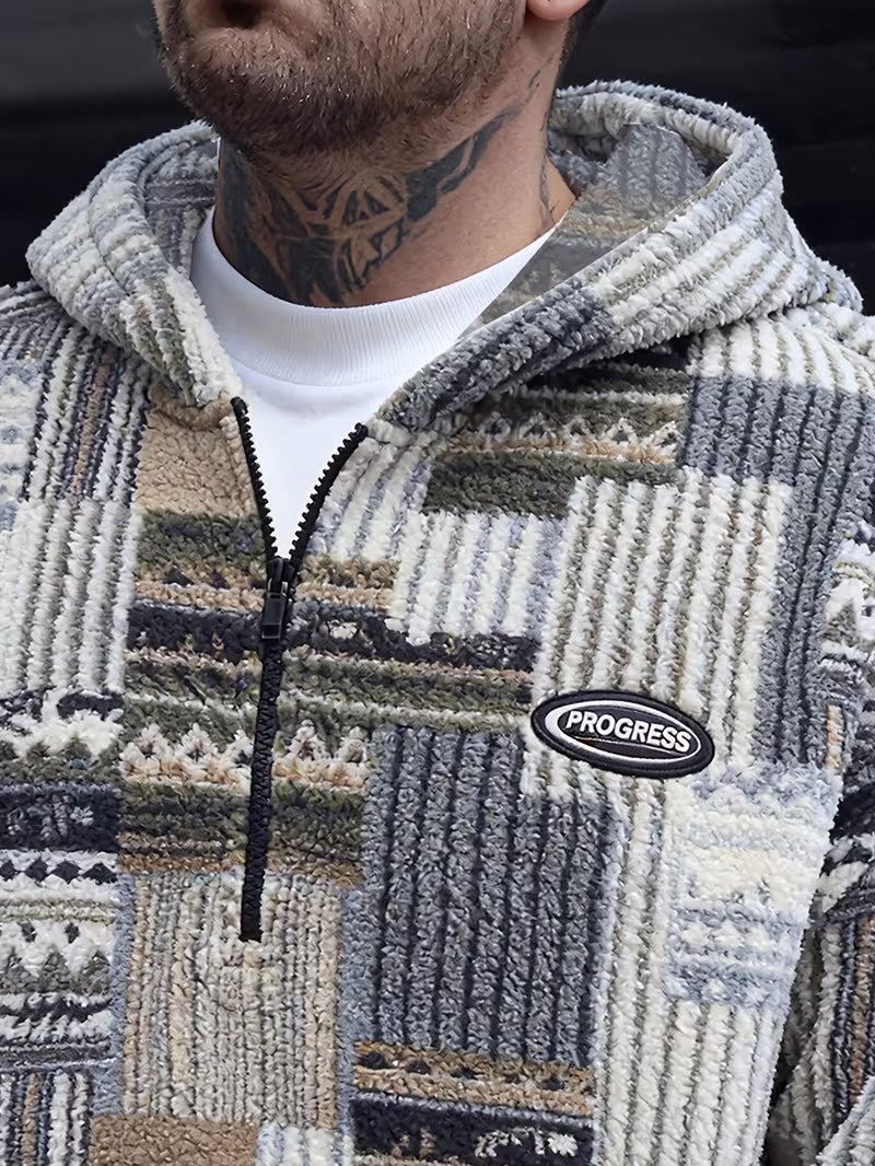 Solarishift - Printed Zip-Up Hooded Sweatshirt