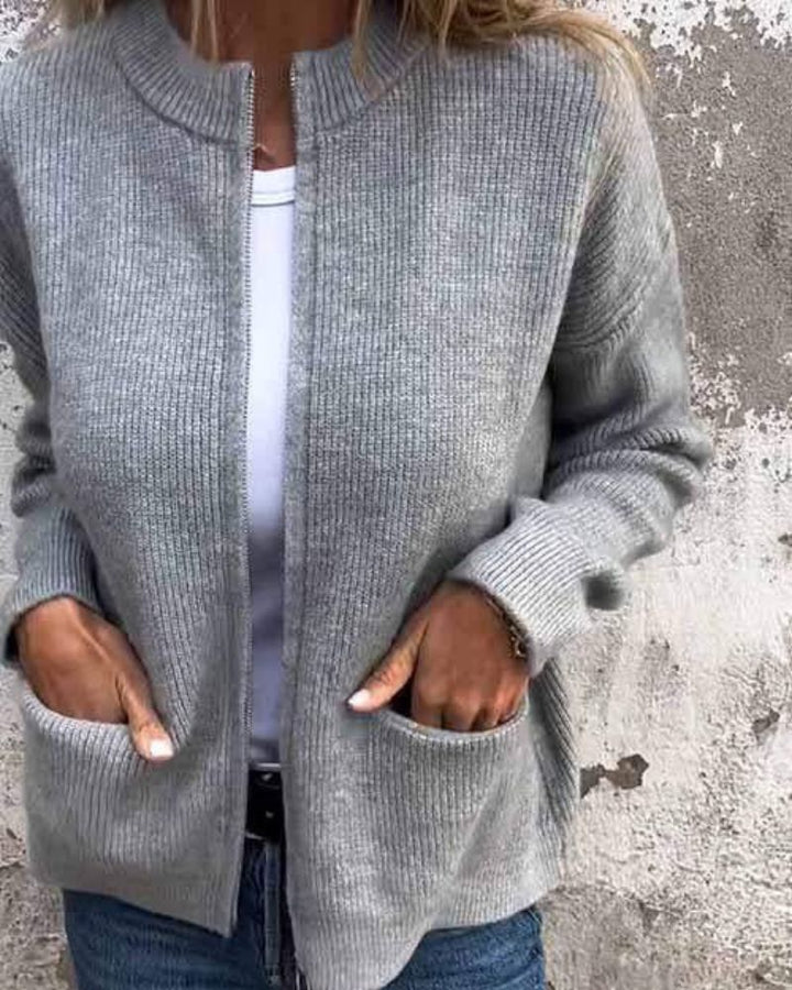 Marsha - Autumn Cardigan With Zipper