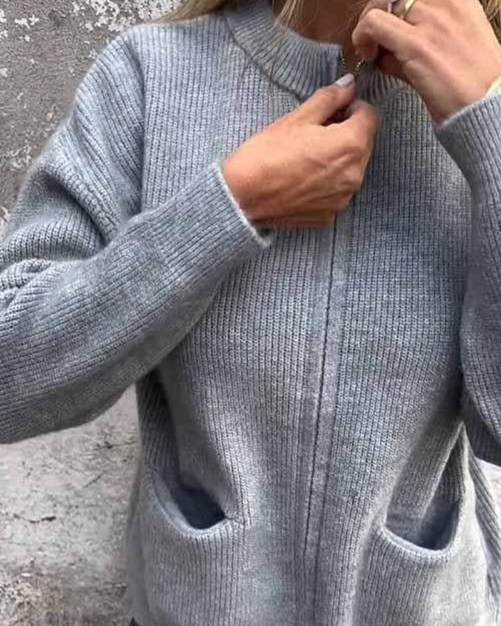 Marsha - Autumn Cardigan With Zipper
