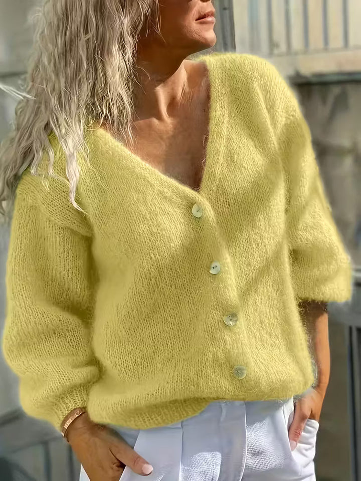 Hozanna - Long Sleeve Knitted Sweater With Button