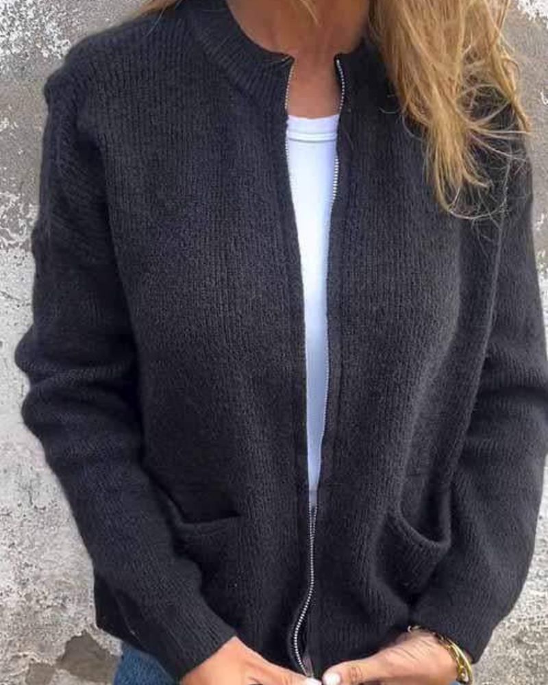 Marsha - Autumn Cardigan With Zipper